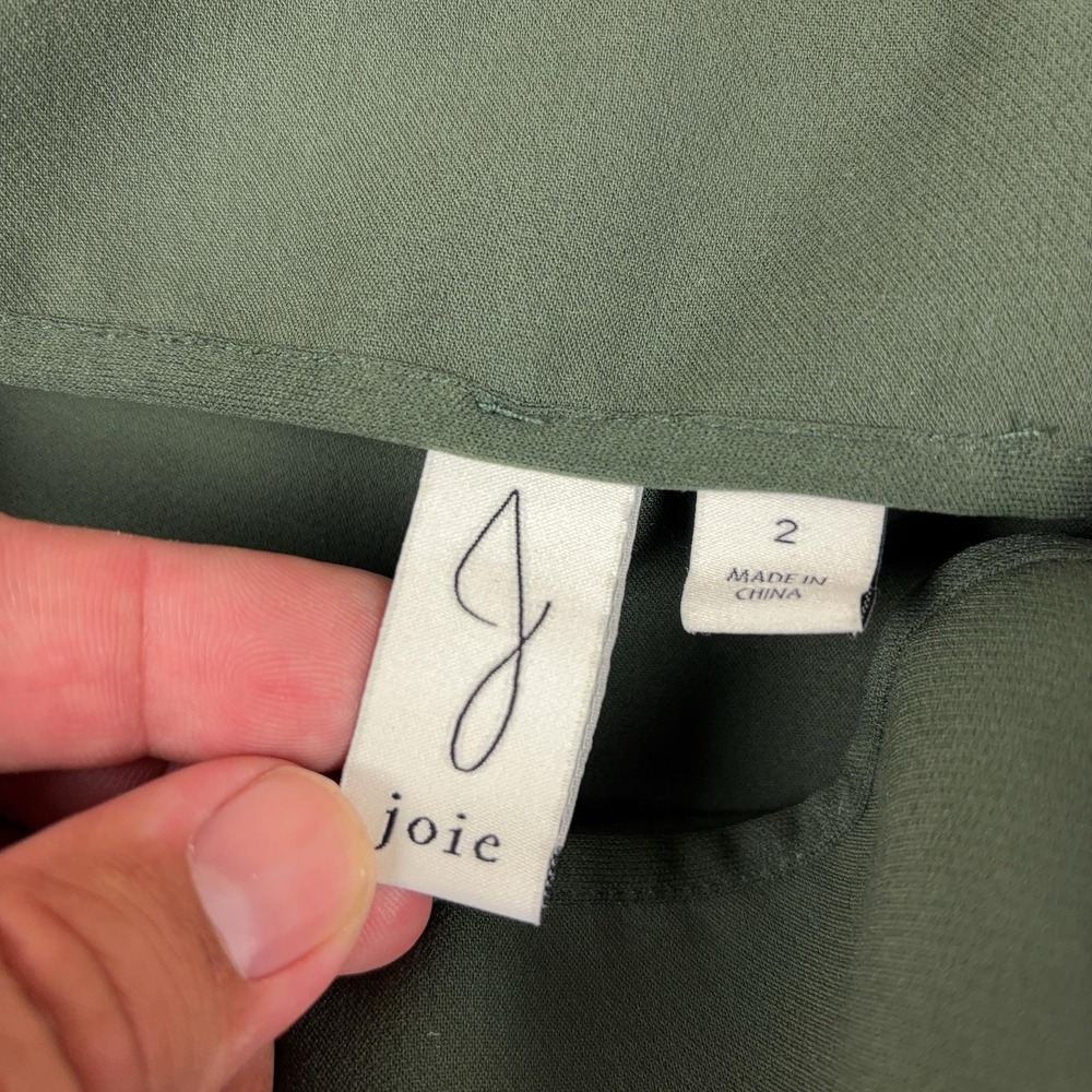 Joie Womens Size 2 Olive Green Wide Leg Crepe High Rise Dress Pants Trousers - Picture 2 of 12